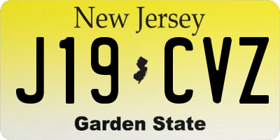 NJ license plate J19CVZ