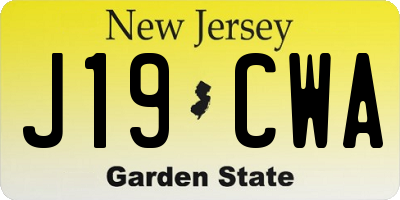 NJ license plate J19CWA