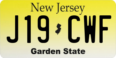 NJ license plate J19CWF