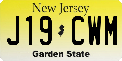 NJ license plate J19CWM