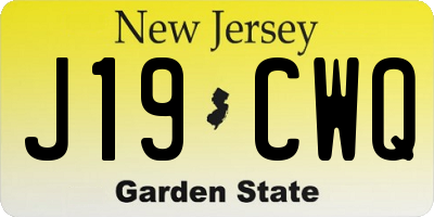 NJ license plate J19CWQ