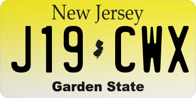 NJ license plate J19CWX