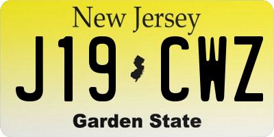 NJ license plate J19CWZ