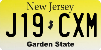 NJ license plate J19CXM