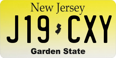 NJ license plate J19CXY