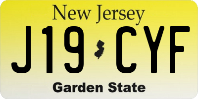 NJ license plate J19CYF