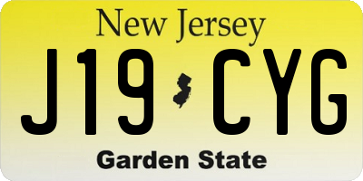 NJ license plate J19CYG