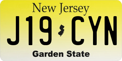 NJ license plate J19CYN