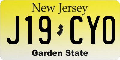 NJ license plate J19CYO
