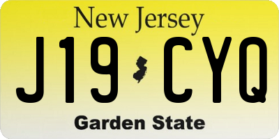 NJ license plate J19CYQ