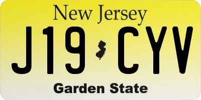 NJ license plate J19CYV
