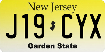 NJ license plate J19CYX
