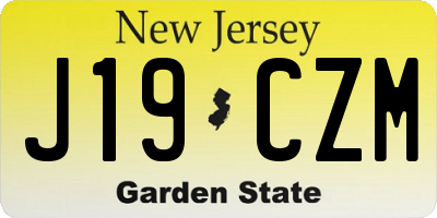 NJ license plate J19CZM