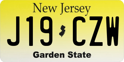 NJ license plate J19CZW