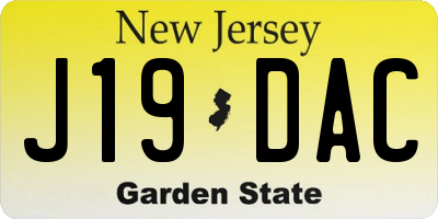 NJ license plate J19DAC