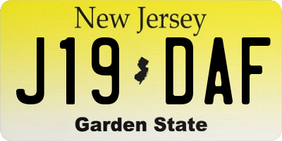 NJ license plate J19DAF