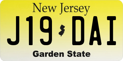 NJ license plate J19DAI