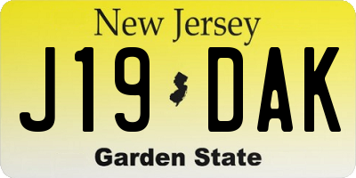 NJ license plate J19DAK