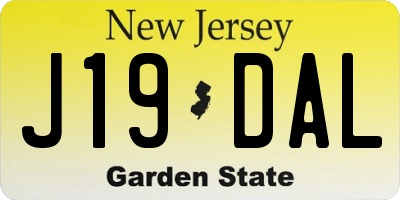 NJ license plate J19DAL