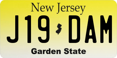 NJ license plate J19DAM