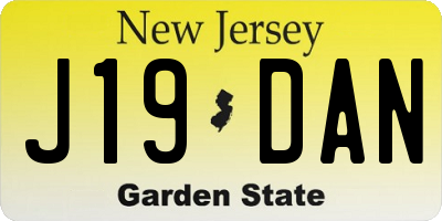 NJ license plate J19DAN