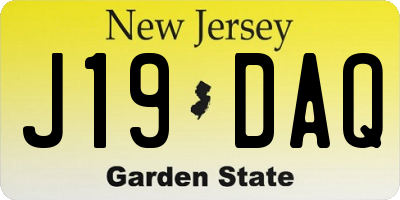NJ license plate J19DAQ