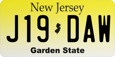 NJ license plate J19DAW