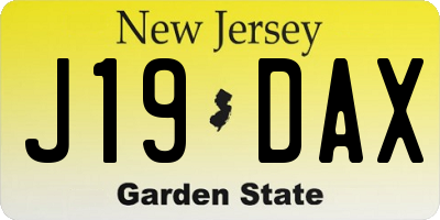 NJ license plate J19DAX