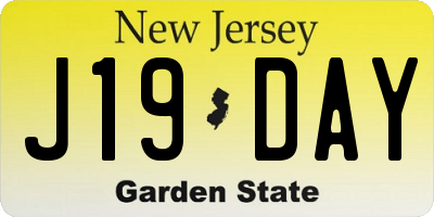 NJ license plate J19DAY