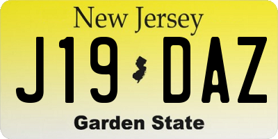 NJ license plate J19DAZ