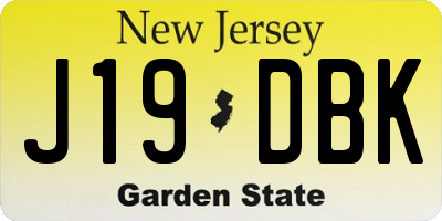 NJ license plate J19DBK