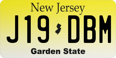 NJ license plate J19DBM