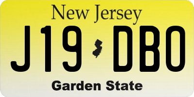 NJ license plate J19DBO