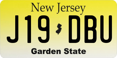NJ license plate J19DBU