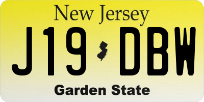 NJ license plate J19DBW