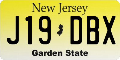 NJ license plate J19DBX