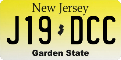 NJ license plate J19DCC