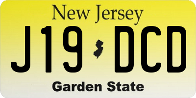 NJ license plate J19DCD