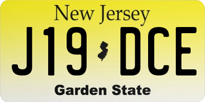 NJ license plate J19DCE