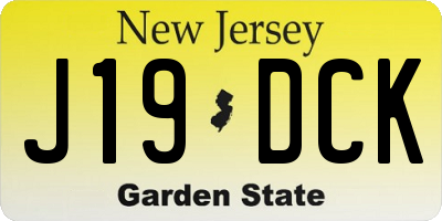 NJ license plate J19DCK