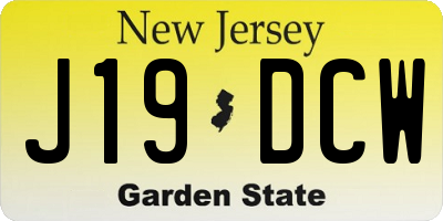 NJ license plate J19DCW