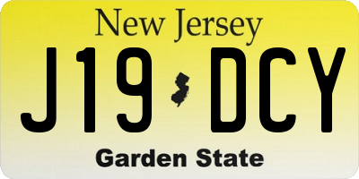 NJ license plate J19DCY