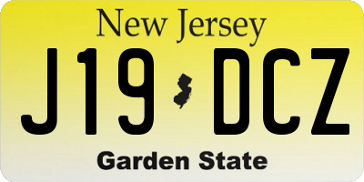 NJ license plate J19DCZ
