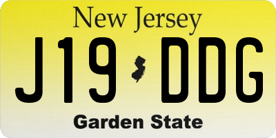 NJ license plate J19DDG
