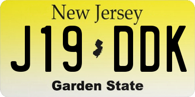NJ license plate J19DDK