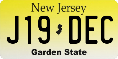 NJ license plate J19DEC