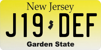 NJ license plate J19DEF