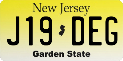 NJ license plate J19DEG