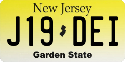 NJ license plate J19DEI