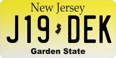 NJ license plate J19DEK